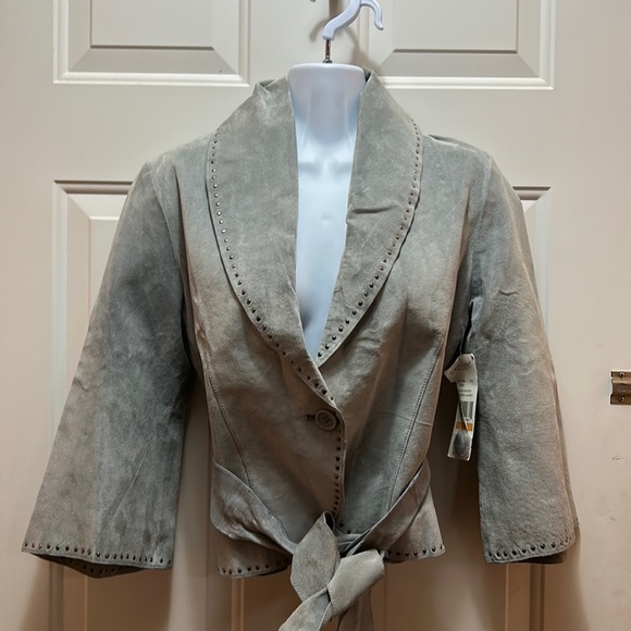 Karen Kane Jackets & Blazers - NWT Vintage Karen Kane Blue Leather Studded Jacket Small